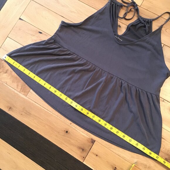 American Eagle Outfitter Graphite Grey Soft Baby Doll Style Tie Up Tank - Picture 13 of 14